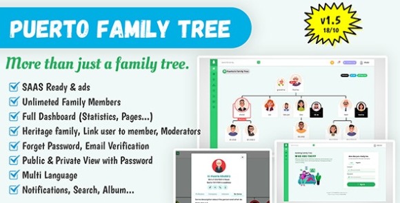 Puerto Family Tree Builder SAAS v1.5.4 – PHP Script
