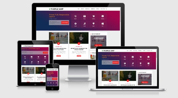 Purple AMP HTML Responsive Blogger Template Premium