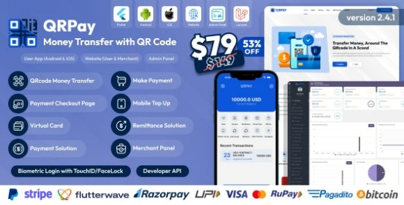 QRPay v4.5.0 Nulled – Money Transfer with QR Code Full Solution App Source