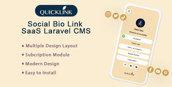 QuickBioLink v3.1 – Bio Link SaaS for Creators, Influencers and Businesses Script