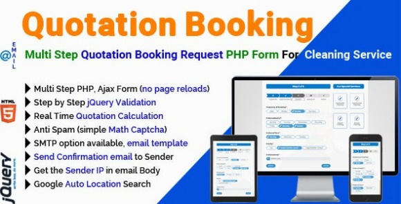 Quotation Booking v3.1.1 – Multi Step Quotation Booking Request PHP Form For Cleaning Service Script