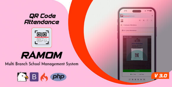 Ramom School QR Code Attendence v3.0 – Addon