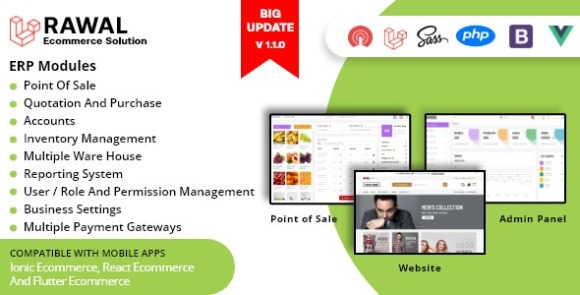 Rawal v1.1.7 – All in One Laravel Ecommerce Solution with POS for Single & Multiple Location Business Brand PHP Script