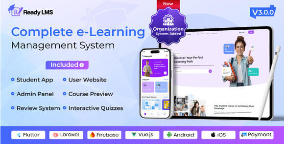 Ready LMS v3.1.0 Nulled – Complete Learning Management System Websites, Mobile App with Admin Panel