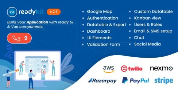 ReadyKit v2.9 – Admin & User Dashboard Templates (with functionality) for Laravel + Vue App Development Script