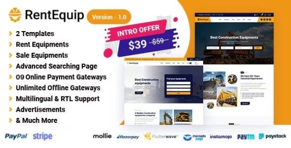 RentEquip v1.0 – Multipurpose / Equipment Rental Website PHP Script