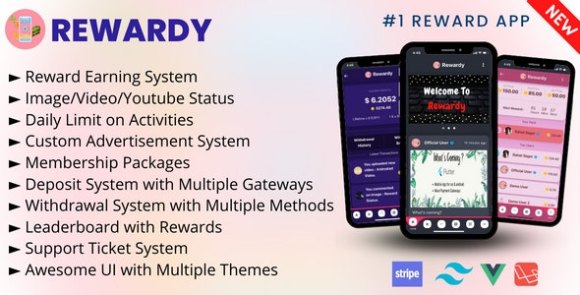 Rewardy v1.2 – Status App with Reward Points + PWA + Backend Source
