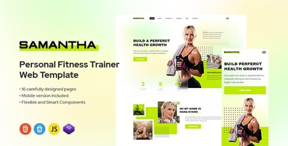 Samantha v1.0 – Personal Trainer & Fitness Gym Template Free