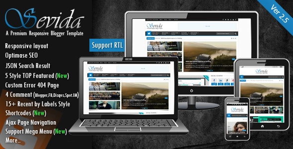 Sevida v2.5 – Responsive Magazine Blogger Template Free Download