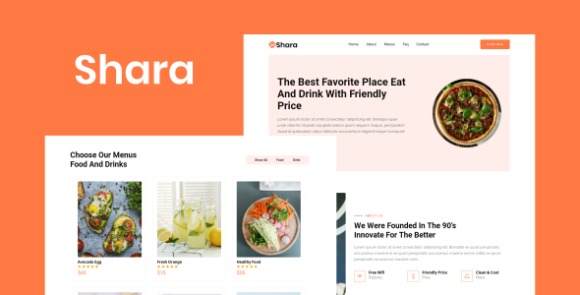Shara v1.0 – Food & Drink Landing Page Template Free