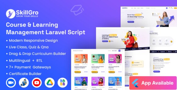 SkillGro LMS v2.7.0 Nulled – Course & Learning Management System Laravel Script