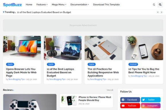 SpotBuzz Blogger Template Free