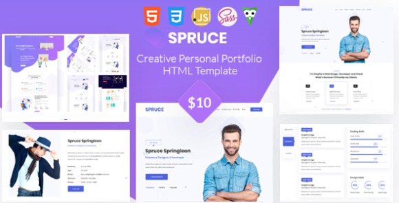 Spruce v1.1 – Personal Portfolio and vCard Template Free