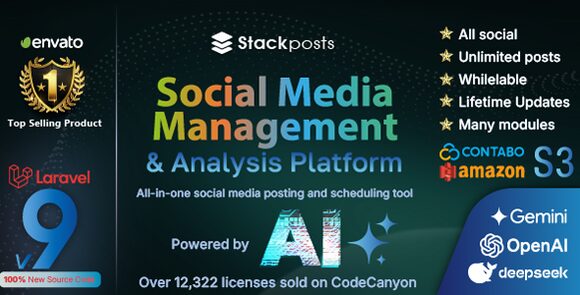 Stackposts v9.0.3 Nulled – AI Social Media Management & Marketing SaaS Platform Script