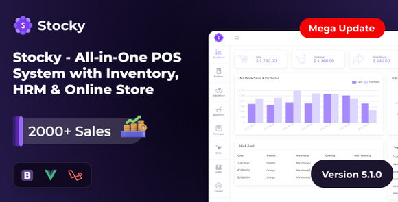 Stocky v5.5 – Ultimate Inventory Management with Point of Sale (POS), HRM & Online Store Script