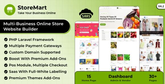 StoreMart SaaS v4.2 Nulled – Online Product Selling Business Website Builder Script