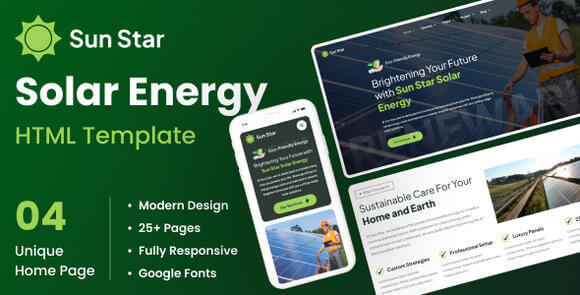 Sun Star – Solar Panel and Renewable Energy HTML Template