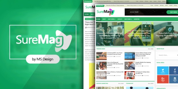 Sure Mag (Premium) Professional Magazine Blogger Template FREE