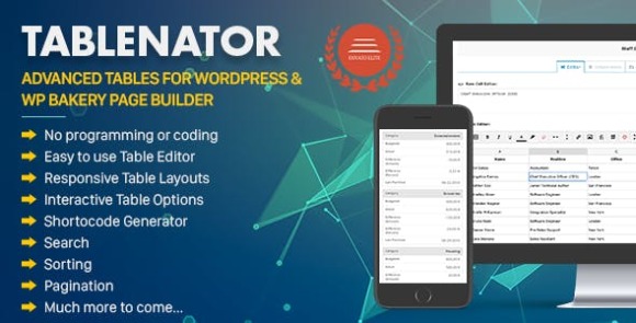 Tablenator v2.1.9.2 – Easy & Advanced Tables for WordPress Plugin Free
