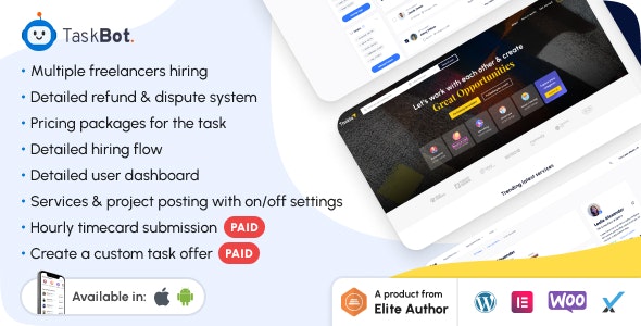 Taskbot v5.2 Nulled – A Freelancer Marketplace WordPress Plugin Free