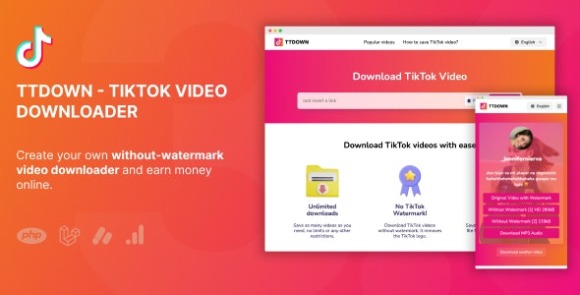 TikTok Video Downloader Without Watermark & Music Extractor v3.0.5 Nulled Script