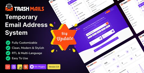 Trash Mails v2.0 – Temporary Email Address System PHP Script