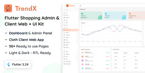 TrendX v1.0 – Flutter Cloth Admin & Client Web + UI Kit Source