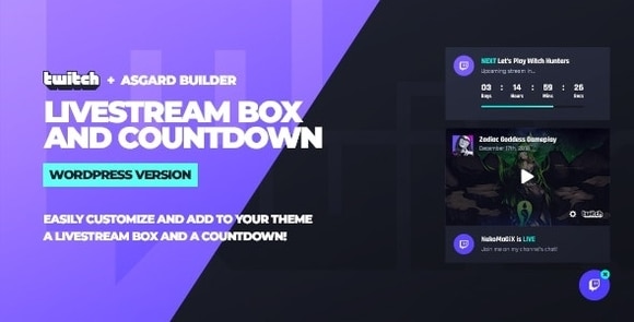 Twitch LiveStream Box and Countdown v1.1.1 WordPress Plugin Free