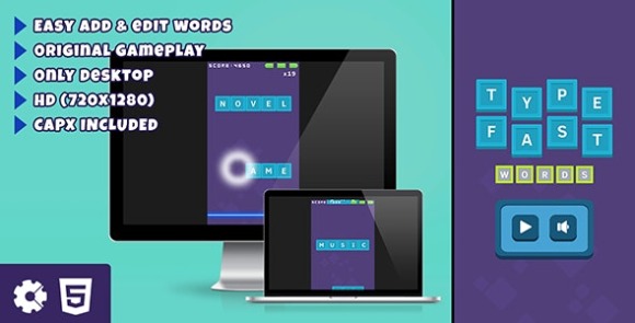 Type Fast Words v1.0 – HTML5 Game Source Code