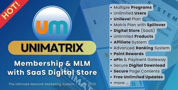 UniMatrix v5.9.2 – Membership and MLM Script with SaaS Digital Store Script