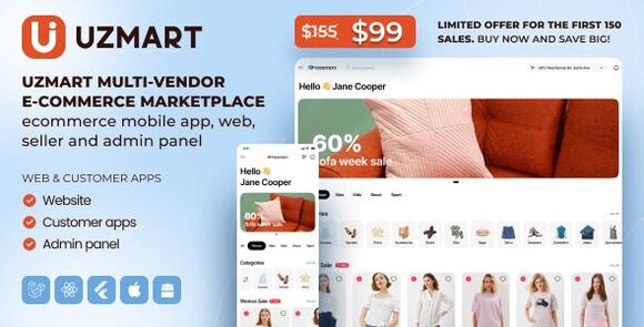 UzMart v2024-4 Nulled – Multi-Vendor E-commerce Marketplace – eCommerce Mobile App, Web, Seller and Admin Panel Script