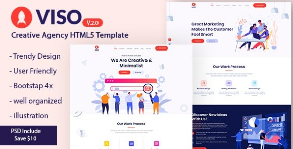 VISO v2.0 – Creative Agency Portfolio Landing Page Template Free