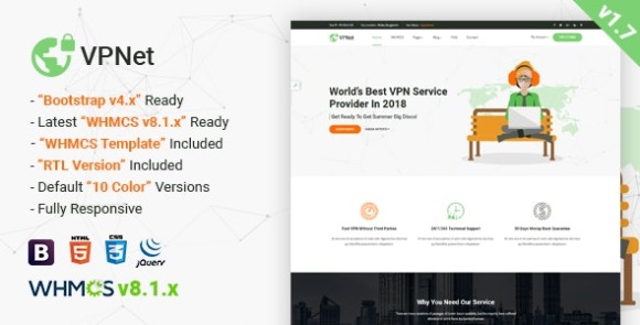 VPNet v1.7 – Multipurpose VPN and Cloud Service Template with WHMCS Free
