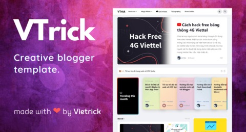 VTrick v1.9.1 – Creative Blogger Template Free