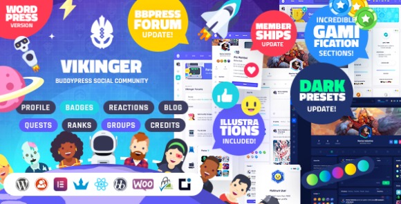 Vikinger v1.9.9.4 – BuddyPress and GamiPress Social Community WordPress Theme