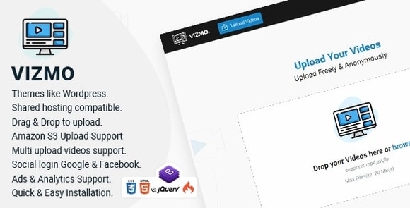 Vizmo – Simple Video Hosting Script Nulled v1.0 PHP Script