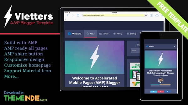 VlettersAMP – Accelerated Mobile Pages (AMP) Blogger Template