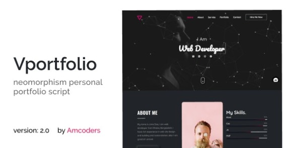 Vportfolio v2.1 – Neomorphism Laravel Personal Portfolio Script