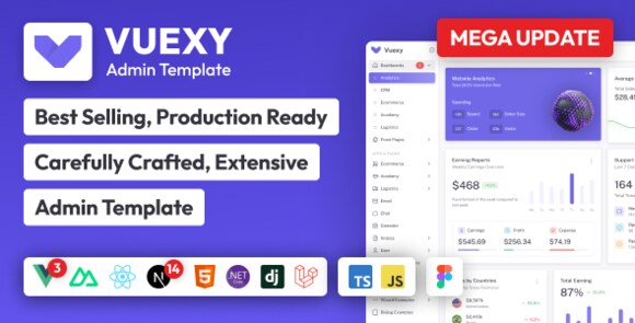 Vuexy v10.11.1 – Vuejs, Nuxt, Next.js, HTML, Laravel, Asp.Net & Django Admin Dashboard Template