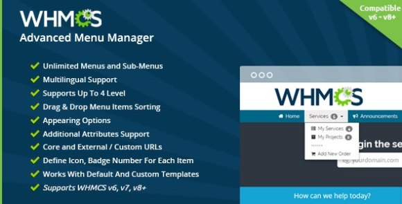 WHMCS Advanced Menu Manager v1.72.0 – Addon