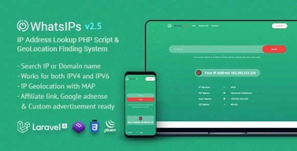 WhatsIPs v2.5 – IP Address Lookup PHP Script Nulled