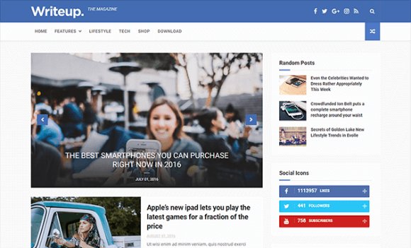 WriteUp v1.0 – Blog, News & Magazine Blogger Template Free