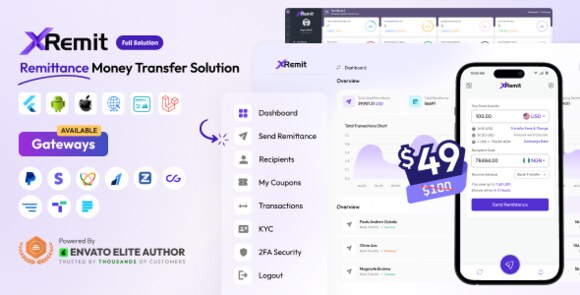 XRemit v2.6.0 Nulled – Remittance Money Transfer Full Solution App and Website Script