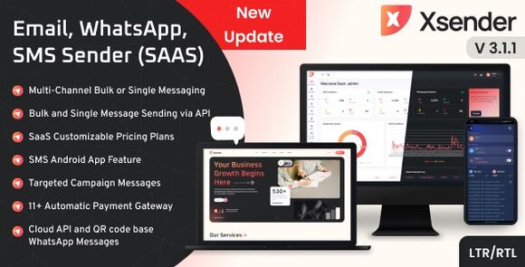 XSender v4.1 Nulled – Bulk Email, SMS and WhatsApp Messaging Application Script