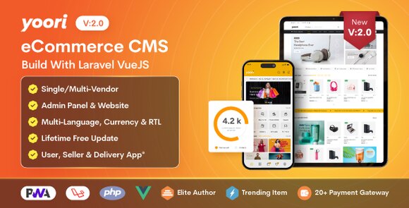 YOORI eCommerce v2.0 Nulled – Single & Multi-Vendor PWA Marketplace CMS Script