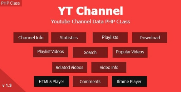YT Channel v1.3.5 – YouTube Channel And Video Details API V3 PHP Class Script