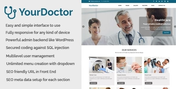 Yourdoctor v1.1 – Medical and Doctor Website CMS Free Download