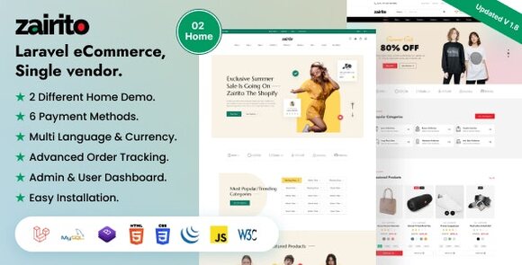 Zairito v1.8 – Laravel eCommerce System | Single Vendor Script
