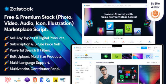 Zaistock v2.2 – Free & Premium Stock Photo, Video, Audio, Icon Illustration Script