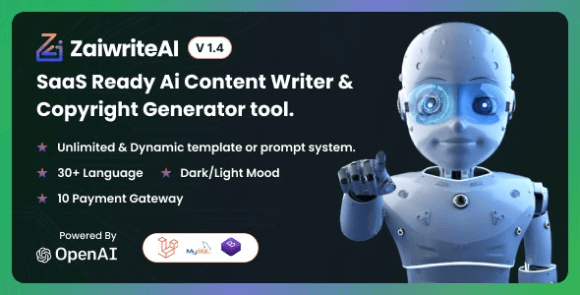 ZaiwriteAI v2.0 Nulled – Ai Content Writer & Copyright Generator Tool with SAAS PHP Script